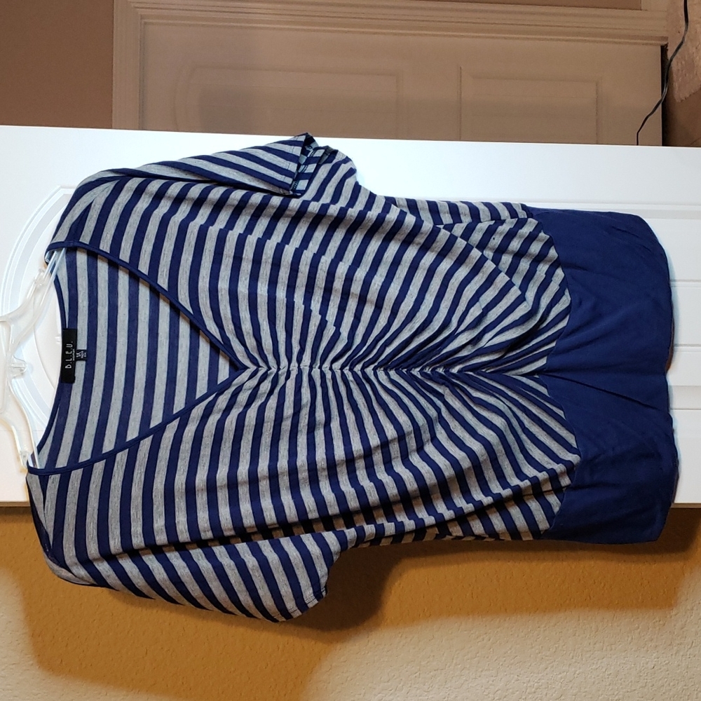 B.L.E.U. navy striped shirt 1x
